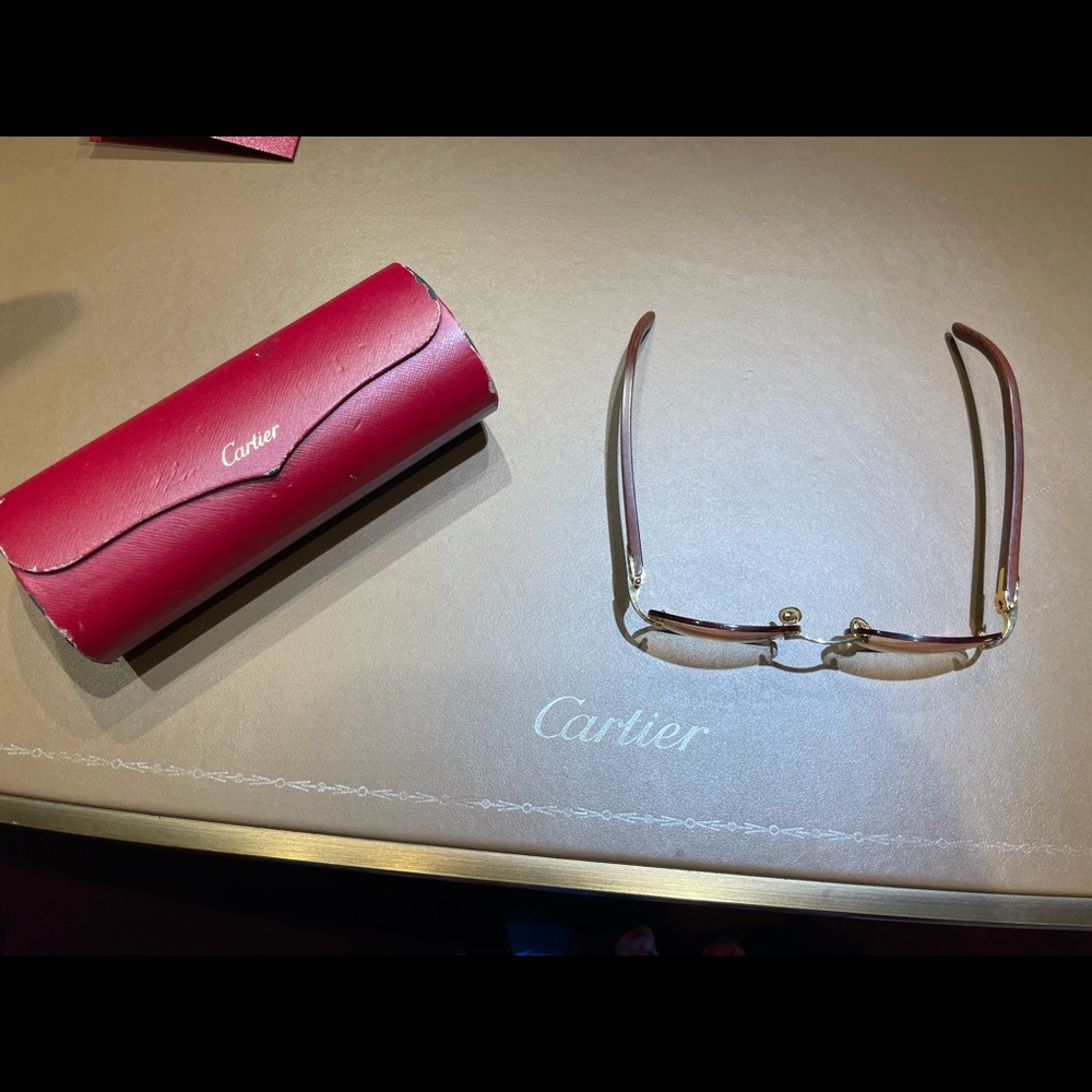 Vintage Cartier Wood Rimless Sunglasses - Picture 2 of 15